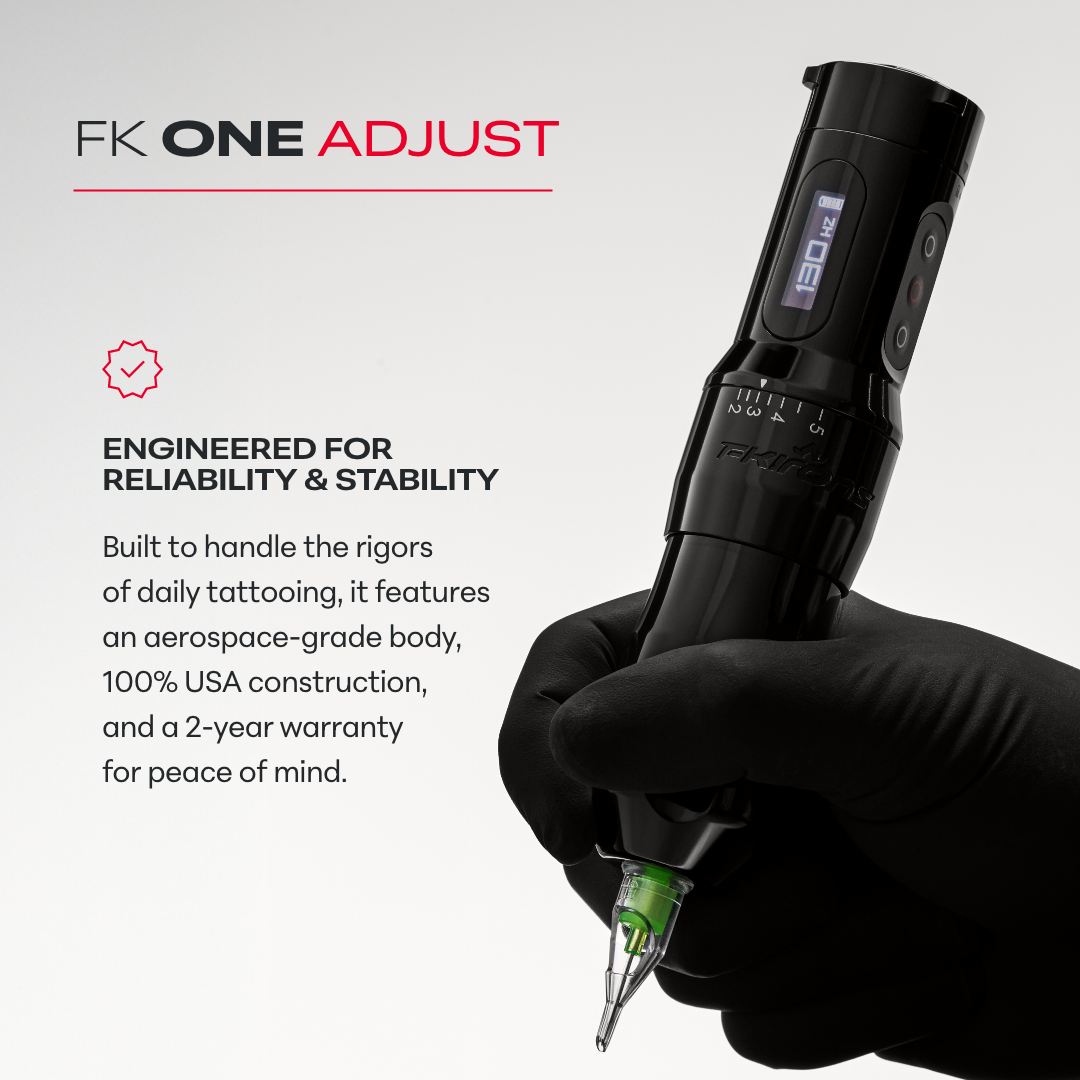 FK Irons One Adjust Wireless Tattoo Machine - Gun Metal - Tattoo Machine - Mithra Tattoo Supplies Canada