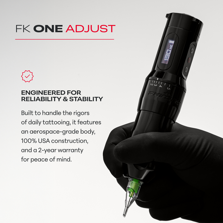 FK Irons One Adjust Wireless Tattoo Machine - Gun Metal - Tattoo Machine - Mithra Tattoo Supplies Canada