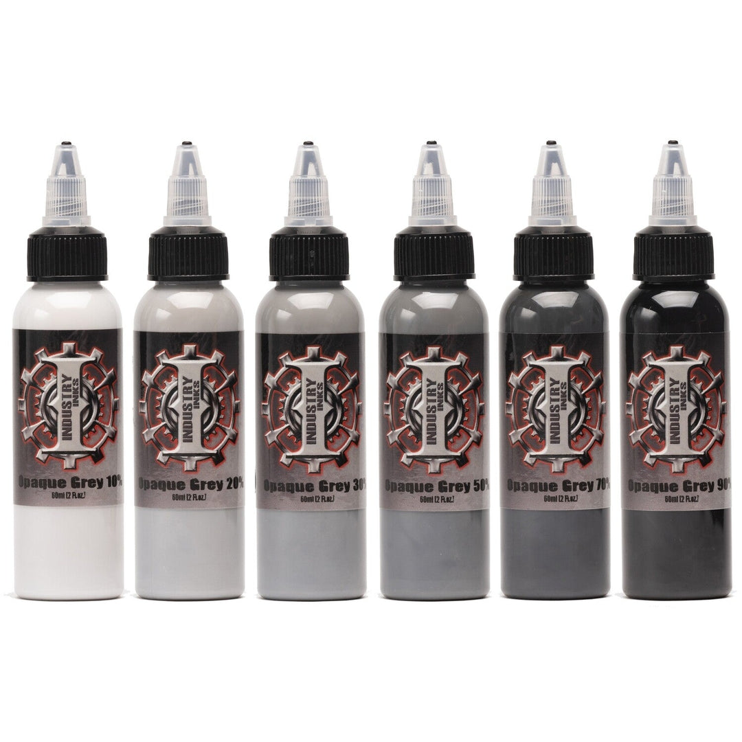 Industry Ink Opaque Grey Set - Tattoo Ink - Mithra Tattoo Supplies Canada