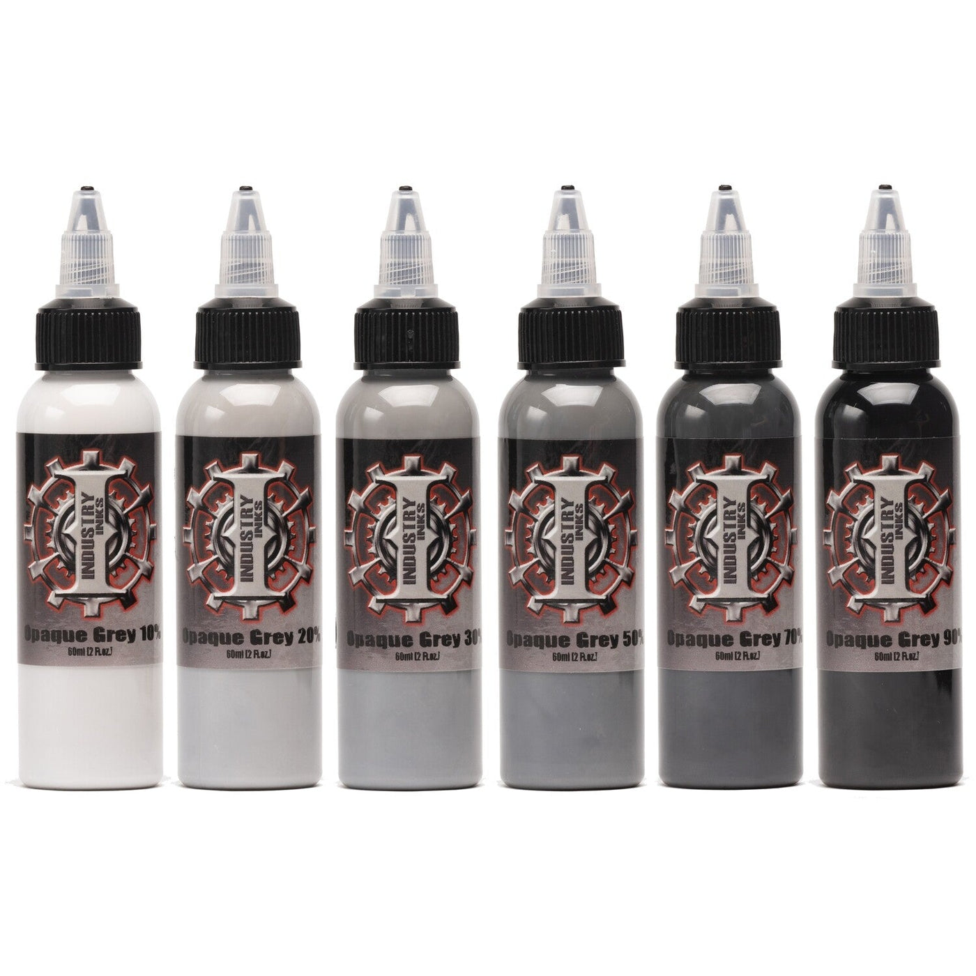 Industry Ink Opaque Grey Set - Tattoo Ink - Mithra Tattoo Supplies Canada