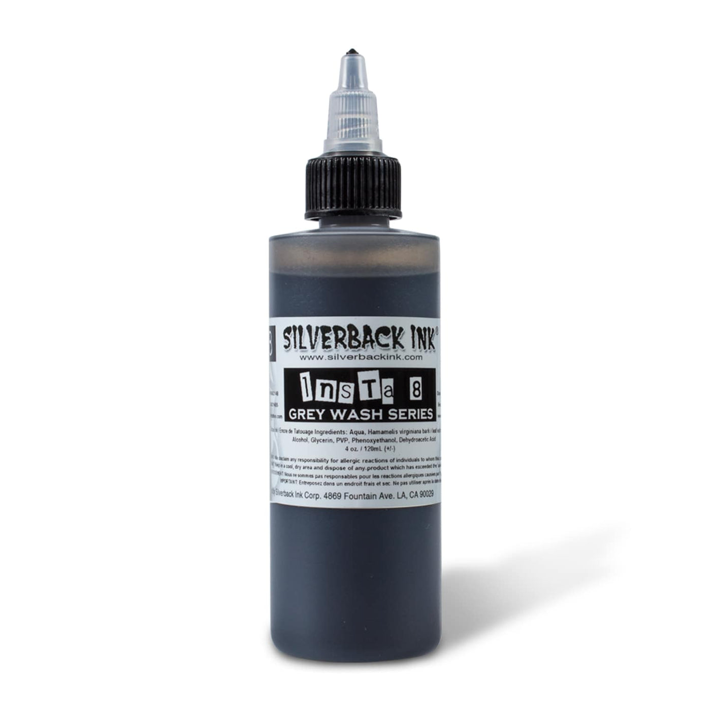 Silverback Ink Instablack 8 Grey Wash - Tattoo Ink - Mithra Tattoo Supplies Canada