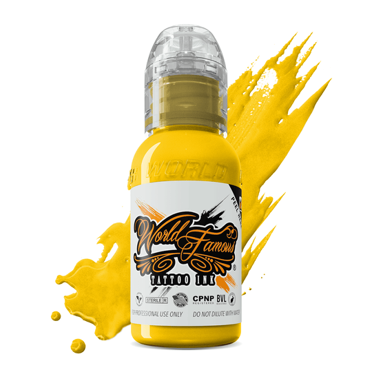 World Famous Straight Yellow - Tattoo Ink - Mithra Tattoo Supplies Canada